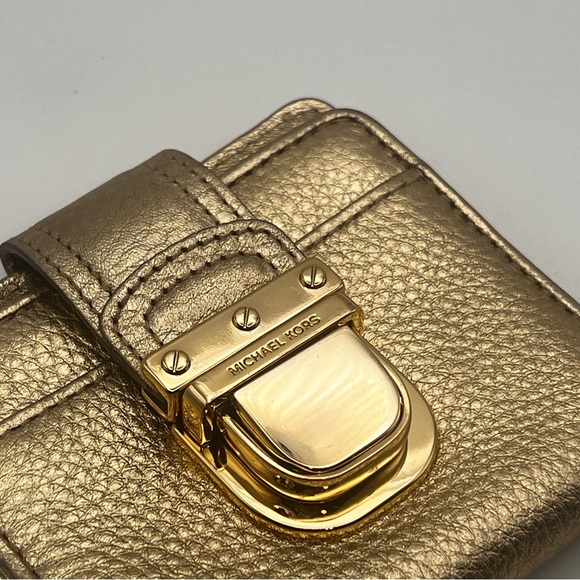 Michael Kors Metallic Gold Leather Wallet - Picture 4 of 10